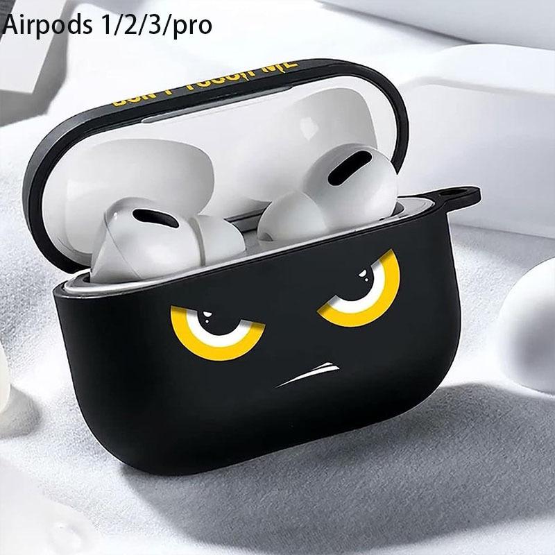 Черный креативный чехол для AirPods Apple с эмодзи, беспроводной Bluetooth защитный чехол, прозрачный чехол для наушников