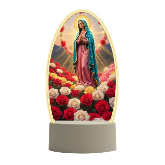 Guadalupe Virgin Prayer Lamp USB Powered Warm Light Soft Glow Catholic Night Light LED Religious