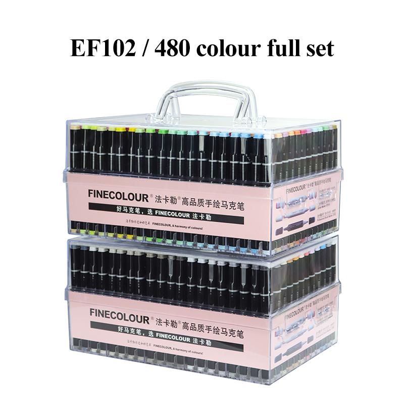 Арт-маркер Finecolour / Пластиковый портативный твердый пенал EF100/101/102/103 160/240/480 цветов Двусторонний кисть-долото Спиртовой Масляный маркер