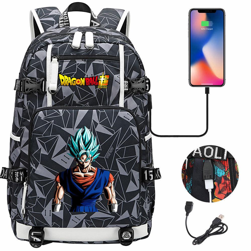 Рюкзак Dragon Ball USB с Гоку для Подростков Студентов Мальчиков Девочек Повседневный Большой Емкости Дорожный Ежедневный Рюкзак