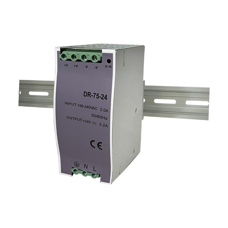 DR 75W 12V 24V 48V DC Регулируемый Тип для монтажа на DIN-рейку Малый объем Импульсный источник питания Трансформатор Выходное напряжение 1.6A 3.2A 6.5A