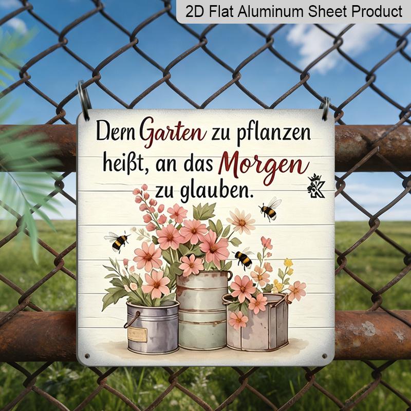 2D Flat, 1pc, Vintage Metal Plaque, Decorative Plaques and Ornaments, Healing Garden Theme, Pastoral Life Quotes, Garden, Porch, Bedroom, Balcony