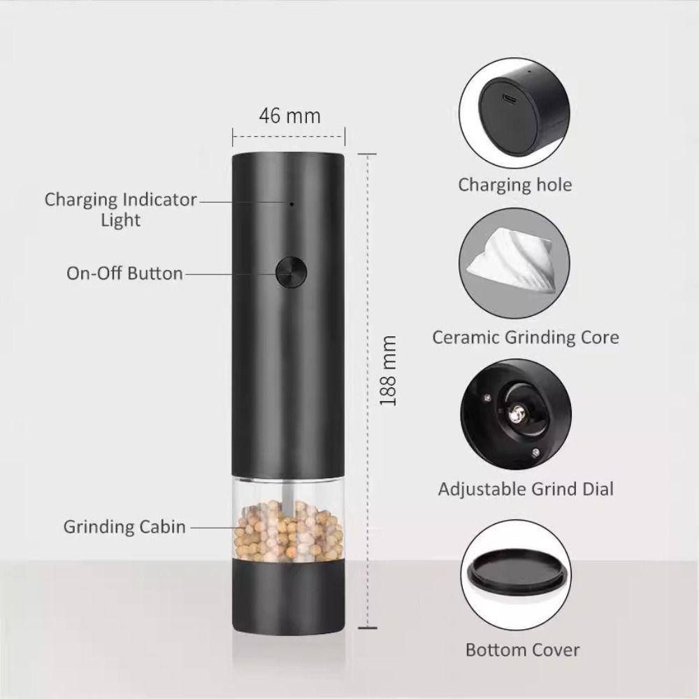 Adjustable Coarseness Auto Spices Grinders Electric Cooking Tool Salt and Pepper Grinder Kitchen