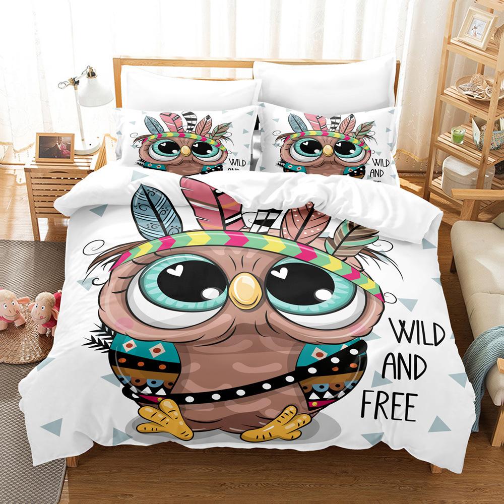Cartoon Cute Animal Zoo Cute Version Export Picture Can Be Ordered Clear Digital Printing Three-Piece Quilt Cover