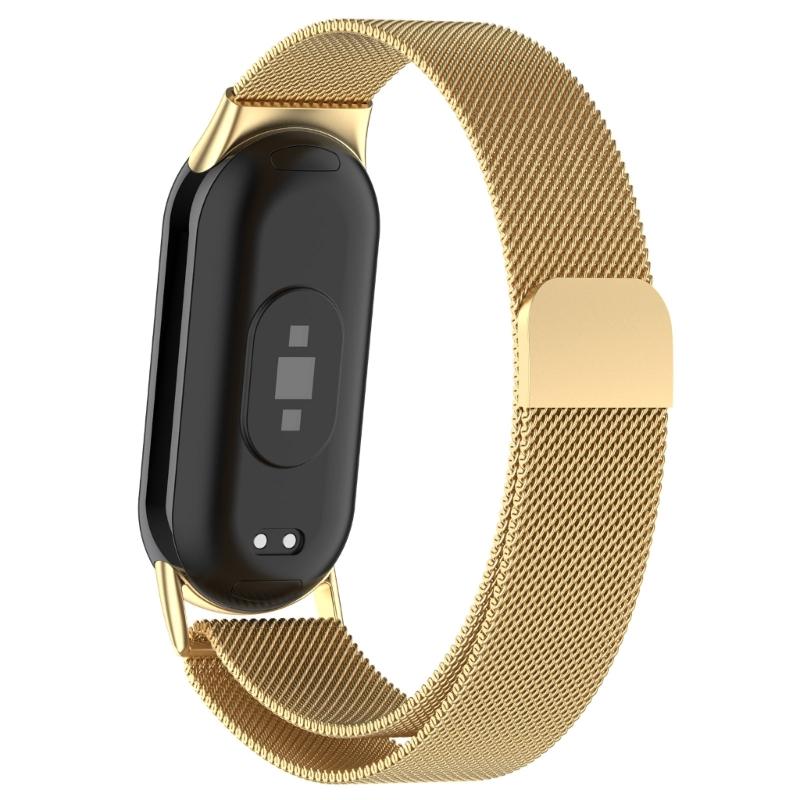 Подходит для умных часов Mi-Band 8 Регулируемый ремешок Браслет на запястье из нержавеющей стали Устойчивость к износу Миланский плетеный ремешок