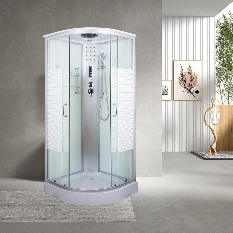 Arc Shower Glass Door with Integrated Bathroom and Toilet for Wet/Dry Separation.