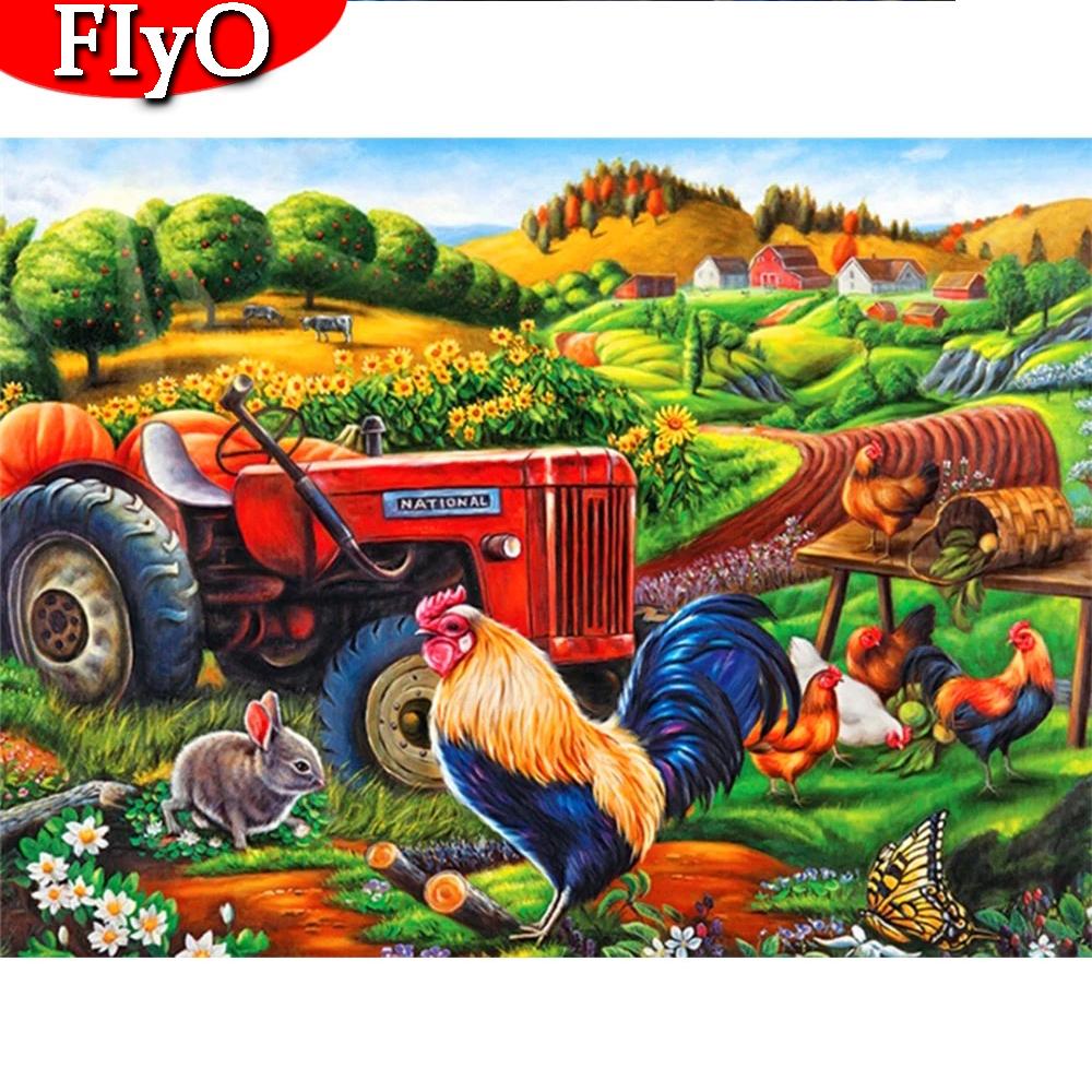 Набор для алмазной живописи Пейзаж Алмазная вышивка Распродажа Животные Курица Фотографии Стразы Мозаика Декорция
