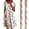 Платье в стиле бохо с коротким рукавом для женщин, повседневное, свободного кроя, летнее, сарафан с цветочным принтом и карманами