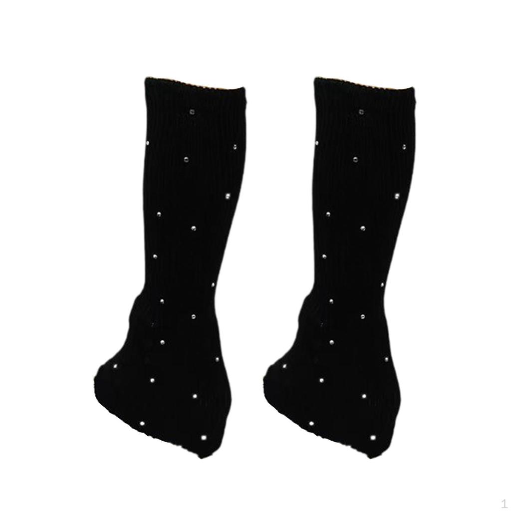 Figure Skating Leg Warmers Socks Decoration Over Knee with Rhinestone Knitted Long