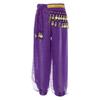 Girls Elegant Belly Dance Pants Sequin Embellished Chiffon Fabric Elastic Waist Beaded Tassels Performance Wear