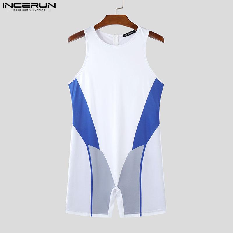 INCERUN Мужские комбинезоны без рукавов сшитые цельные боди комбинезоны короткие комбинезоны