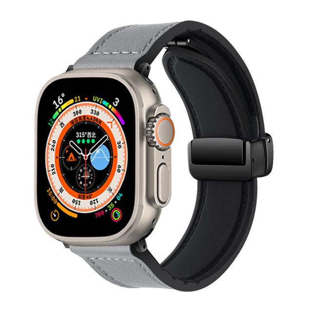 Ремешок для Apple Watch 45мм 44мм 49мм 42мм 40мм 41мм Магнитный кожаный браслет correa iWatch Series 9 8 7 6 5 4 3 SE Ultra 2
