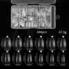 240pcs Half Cover Almond Pre-filed Nail Tips Half Matte XS Press On Fake Nail Extension for Small Tiny Nail Bed 12 Sizes In Box