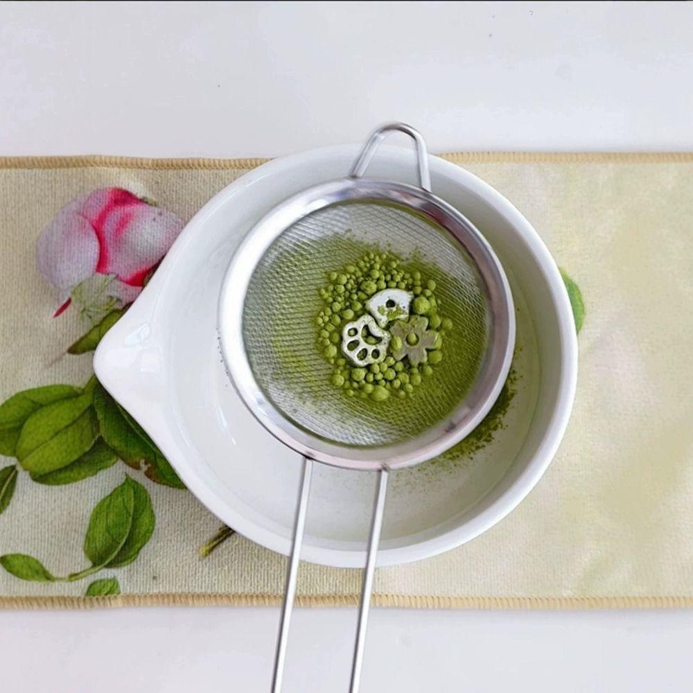 Cartoon Shape Matcha Sifter Silver Matcha Sieve Beads Matcha Powder Press for Helps Grind and Sift