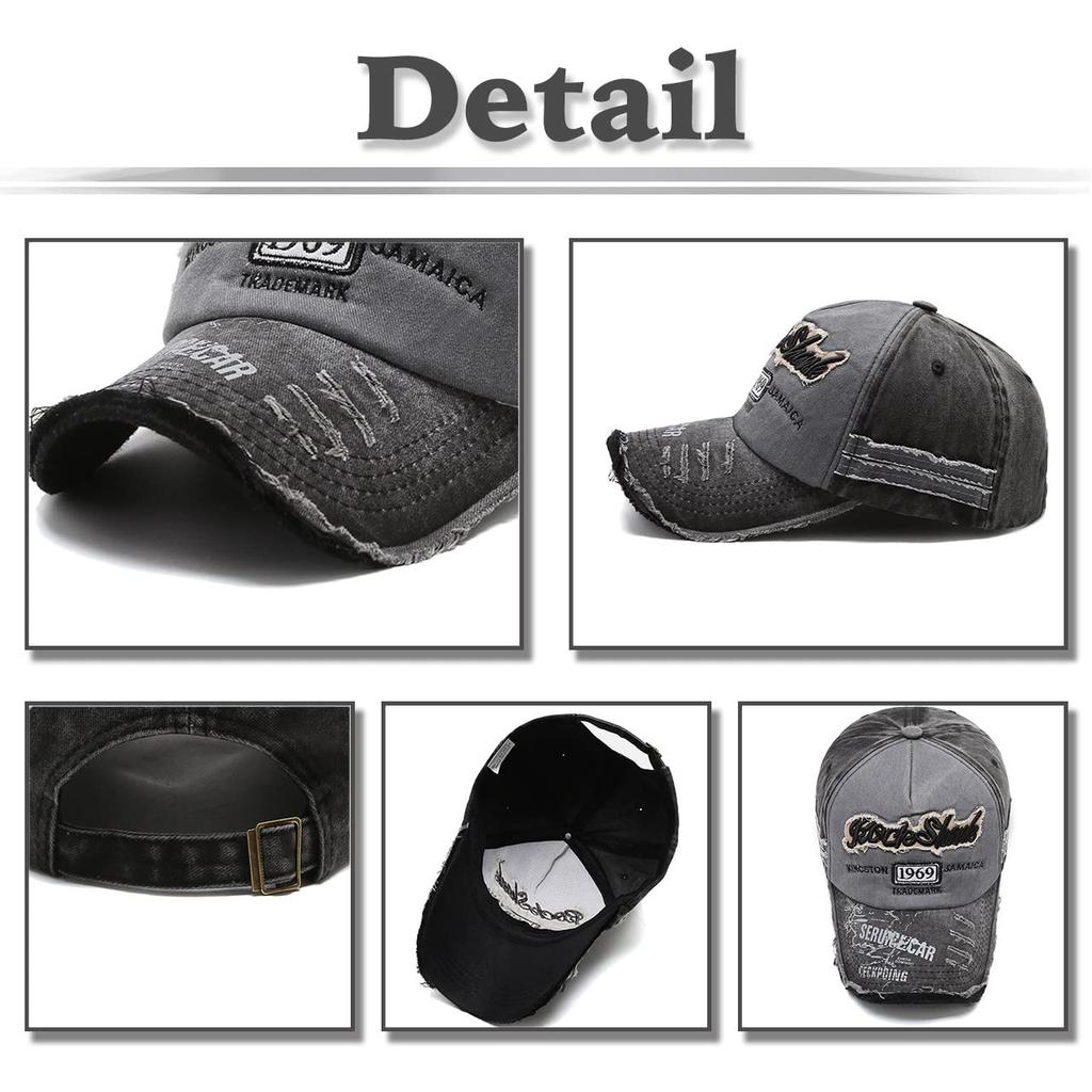 English American CA524 [White Fang] Hat, Letters, Logo, Cap, Casual, Distressed, Vintage, Sports, Men's, Women's, (Blue)