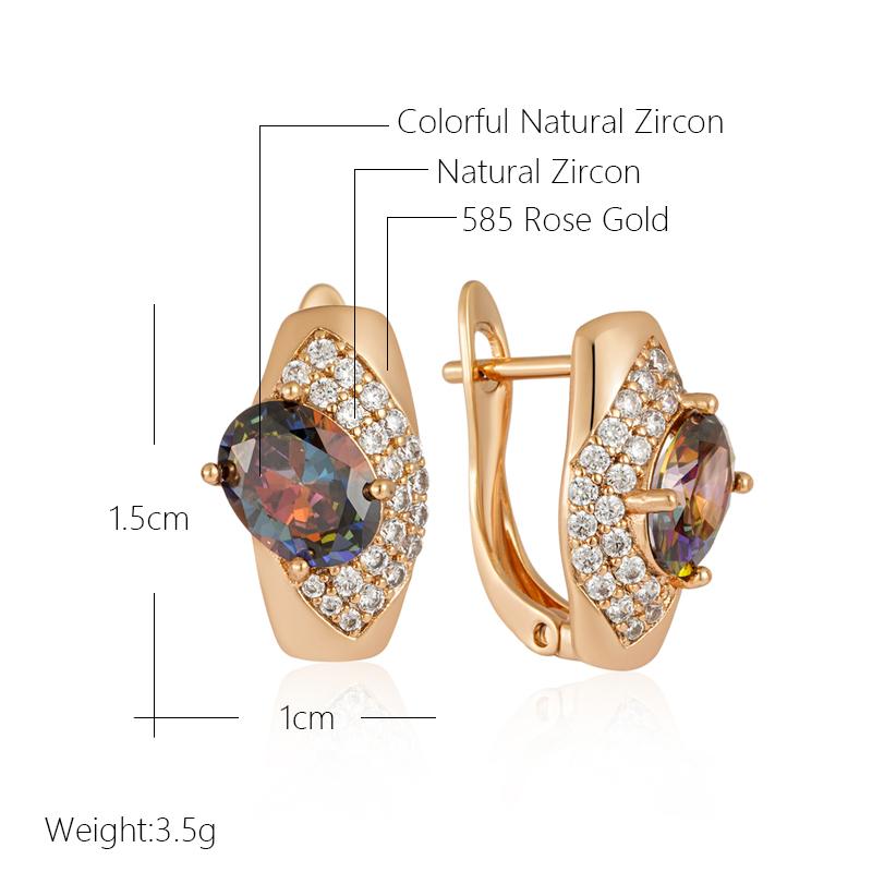 Новые серьги-капли цвета розового золота для женщин, изящные, с цветными натуральными цирконами овальной огранки, аксессуары, повседневные изысканные украшения