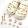 10 шт. подвеска для обуви Crocs DIY металлическая цепочка жемчужные стразы украшения для обуви пряжка для Croc подвески отверстия обувь аксессуары