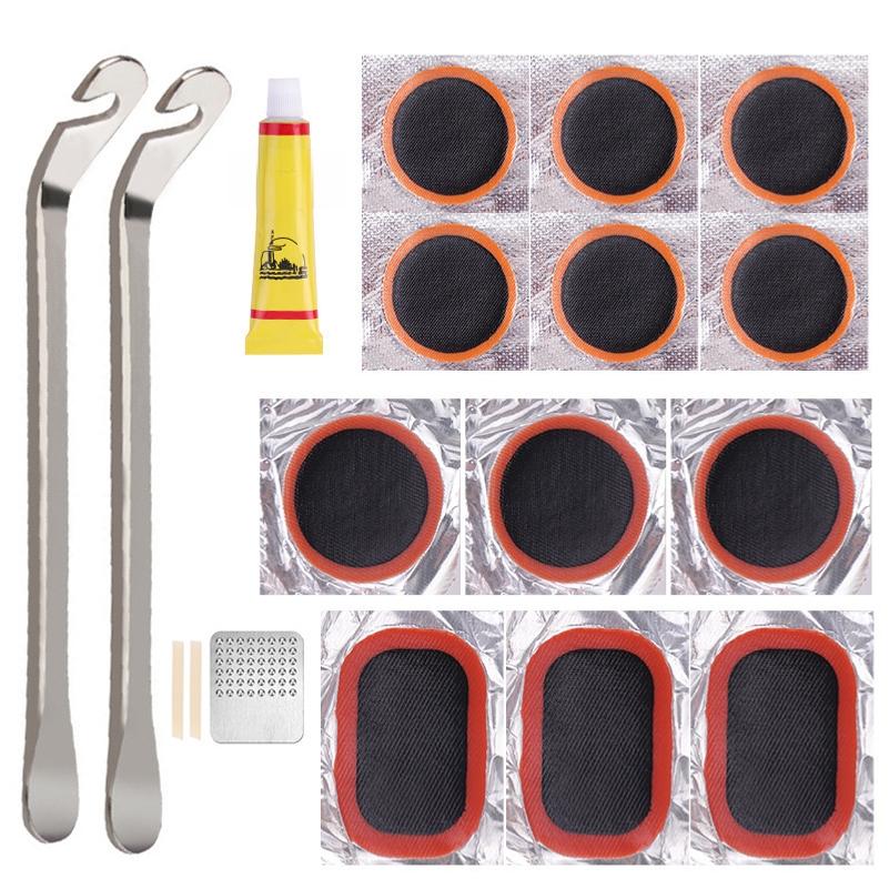 Bicycle cold patching kit, tire lever, quick tire repair tool set, glue-free tire repair patch, tire repair tool box