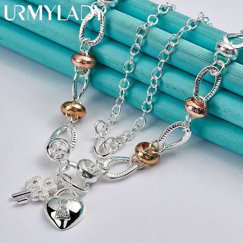 Ожерелье-цепочка из стерлингового серебра 925 пробы с сердечком, 20-дюймовое ожерелье, модные ювелирные изделия