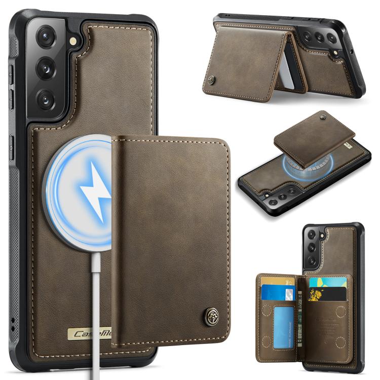 CaseMe Me80 Magnetic RFID Wallet Phone Case For Samsung Galaxy S24 FE 5G, Detachable Multi Card Slot Kickstand Anti-Theft Cover