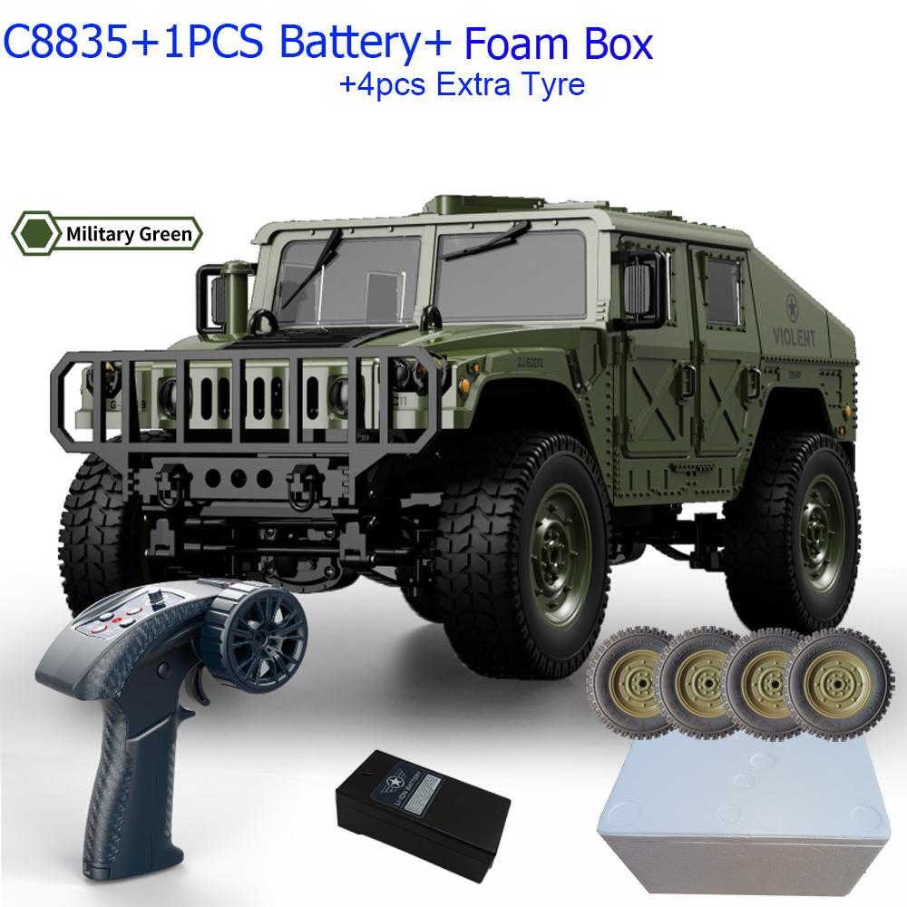 ABAH1 C8835 1:14 RC Car 2.4G Remote Control Car 4WD Off-road Climbing Simulation All-terrain RC Crawler Military Jeep JJRC RC Toys