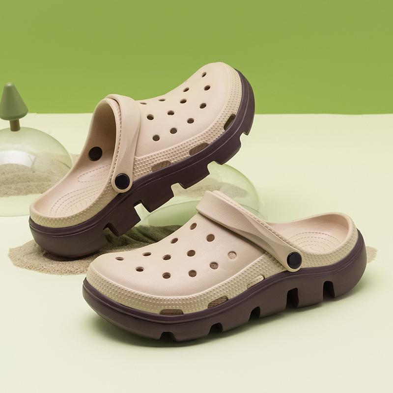 Мужские сандалии Садовая обувь Платформа Закрытый носок EVA цельное литье Два с половиной способа носки Прохладные шлепанцы