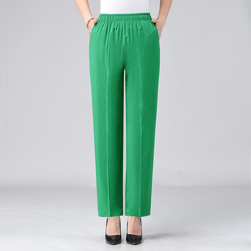 Женские летние шелковые удобные брюки с высокой талией и эластичной талией Женские брюки