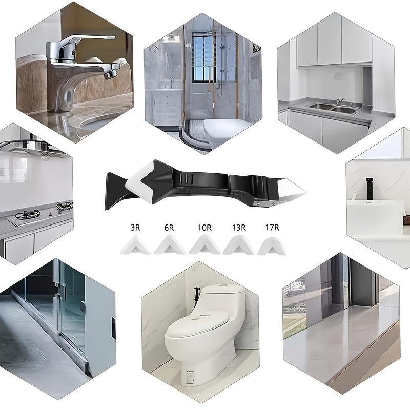 Набор инструментов для удаления клея с металлической головкой 5-в-1: Силиконовый шпатель, средство для удаления герметика, удаление затирки, отделка герметика и скребок для углов