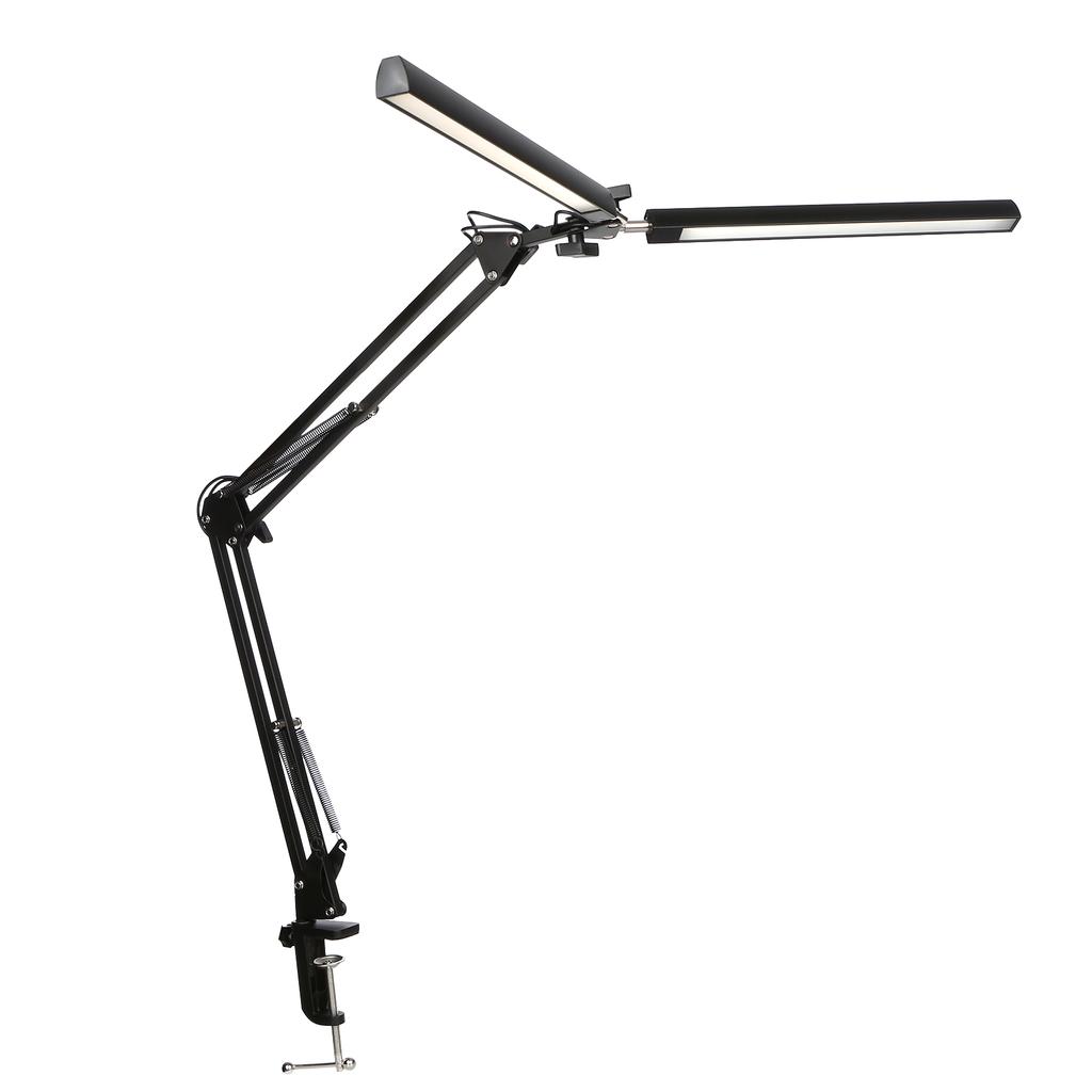D C5V 2A 24W 120LEDs Swing Arm Desk Lamp with Clamp Architect Table Light 3 Colors Temperature Changing Lighting 10 Levels Brightness Adjustable Dim