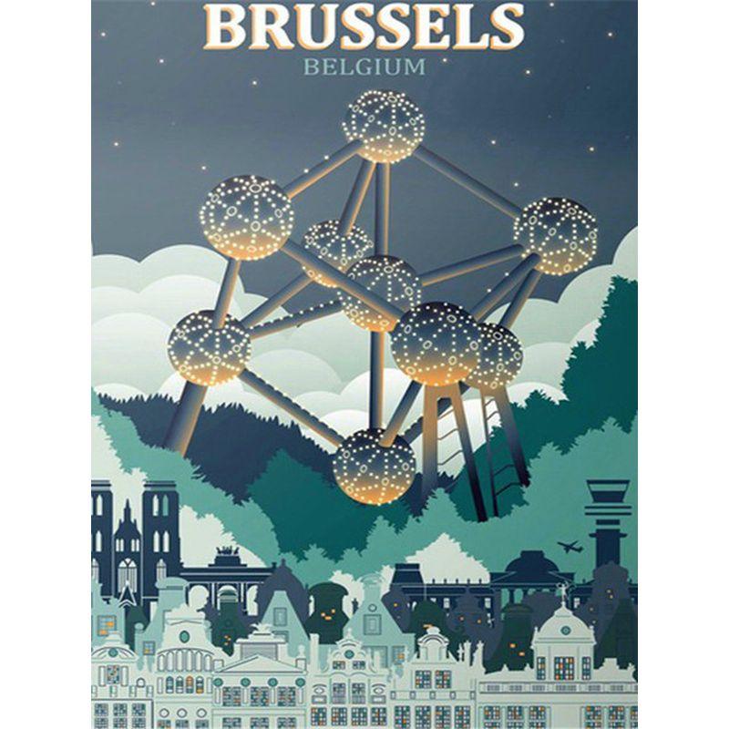 5D DIY Diamond Painting Hot Tourism World Travel City Minimalist Travel Posters Vintage Travel Amsterdam Lisbon Wall Art Decor