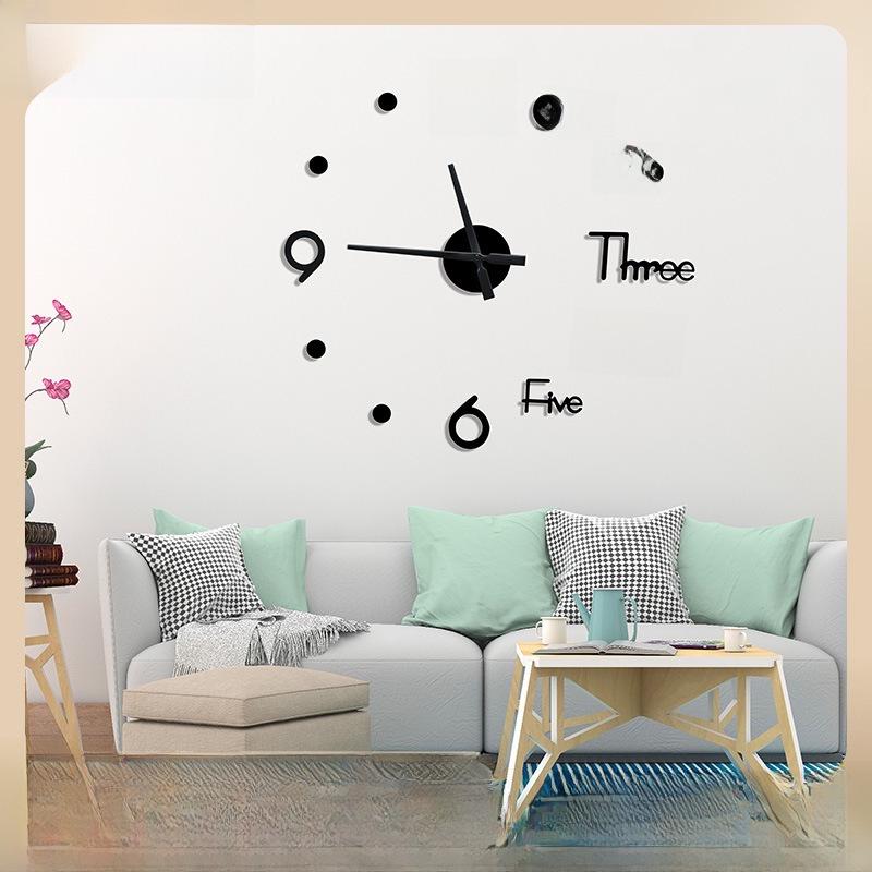 Acrylic Wall Sticker Clock with Luminous Function, Silent Living Room Wall Clock