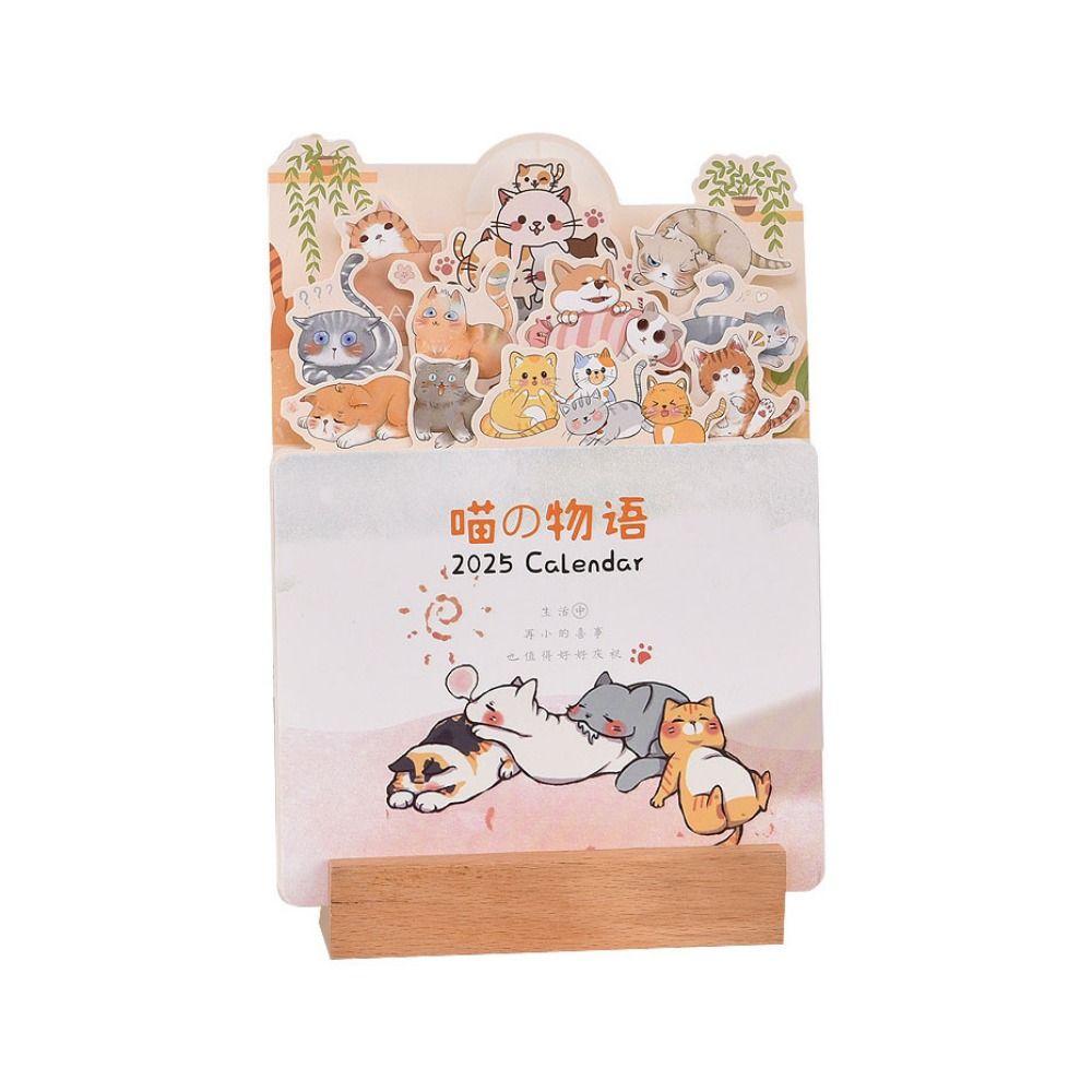 С базовым цветочным настольным календарем, бумажным календарем ручной работы, годом Змеи, деревянным календарем 2025, настольным календарем, для офиса