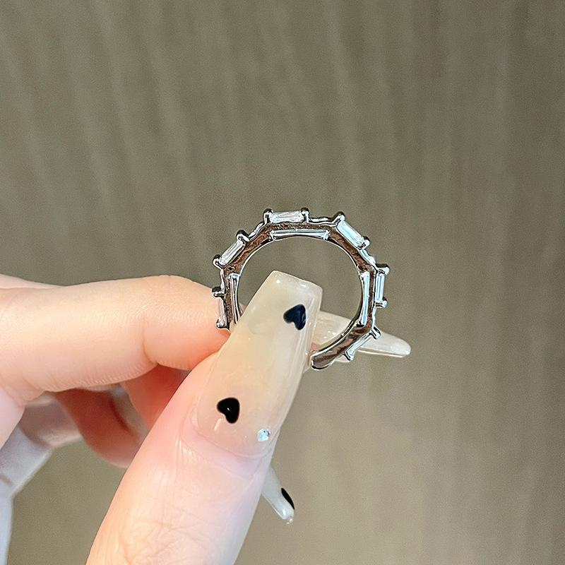 Moonstone Stars Full Of Diamonds Open Ring Niche Design Cold Wind Personality Light Luxury High-End Jewelry Women