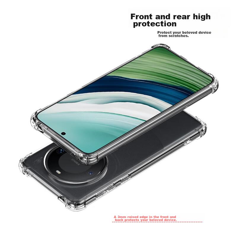 Huawei Mate60 Phone Case, Transparent TPU Full Coverage Airbag Shockproof Case, Unisex, ES-Ip9 Series, Upgraded Transparent White Versio