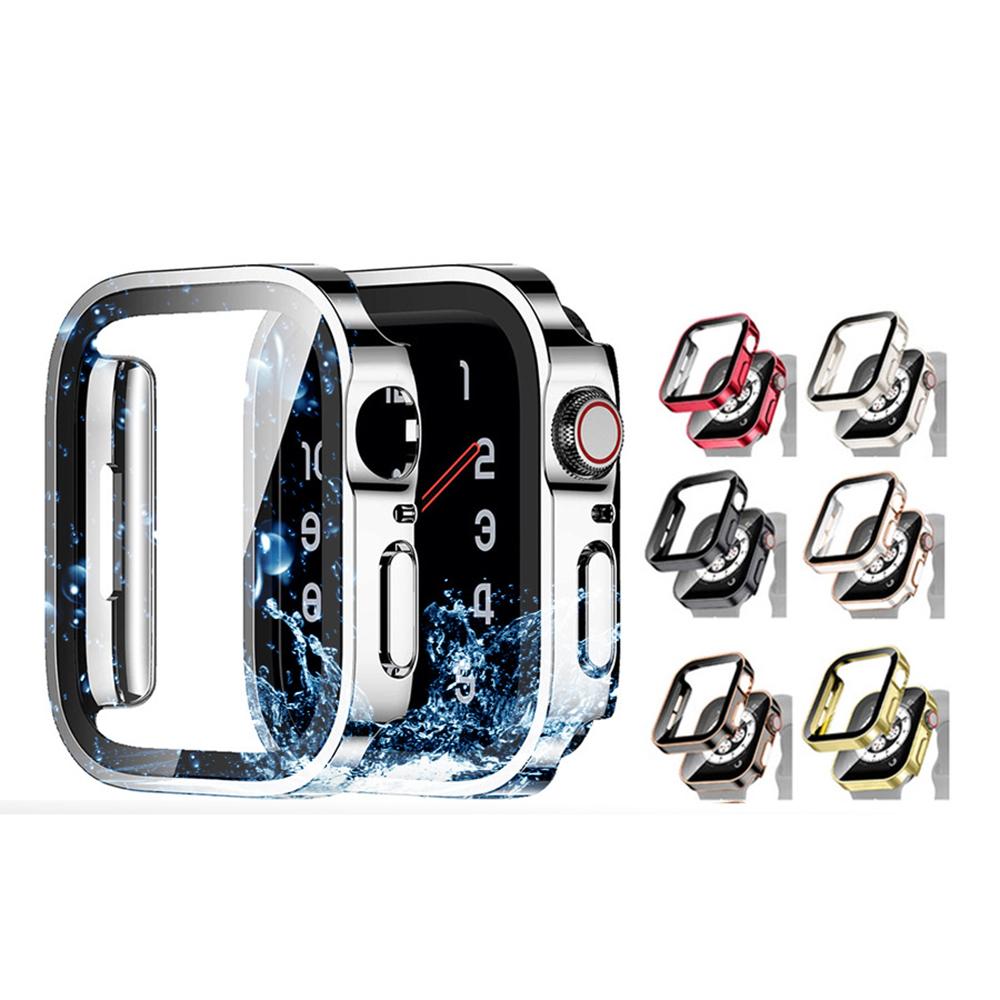Водонепроницаемый чехол с гальваническим покрытием + Стекло для Apple Watch 11 10 Чехол 46мм 42мм 45 41 44мм Защитное стекло для iWatch 9 8 7 6 5 4 SE