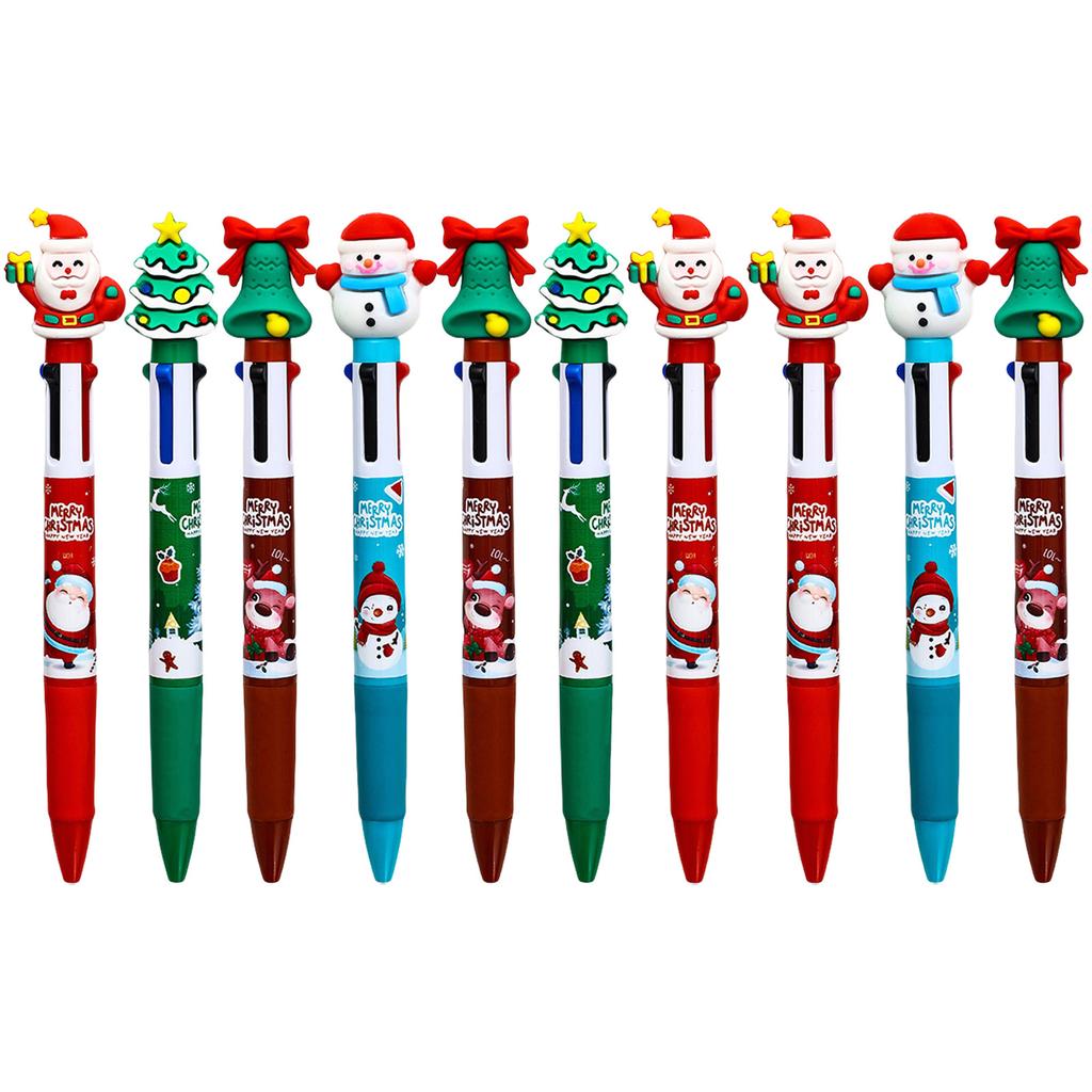 10 шт. Рождественская разноцветная шариковая ручка 4 цвета в 1 шариковая ручка выдвижная многоцветная ручка для студентов заметки