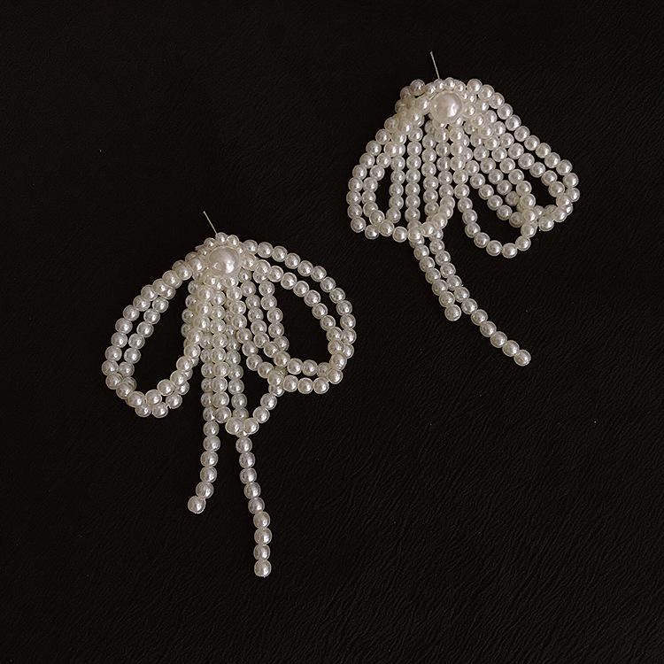 Корейские серьги с жемчужным узлом, большие, новые ювелирные изделия, серьги-подвески, длинный дизайн
