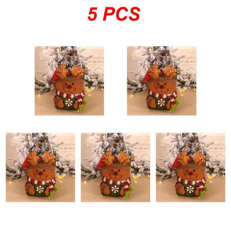 10Pcs Christmas Gift Bags Handbags Tote Bags Candy Bags Snowman Bear Gift Bags Storage Bags Christmas Decoration
