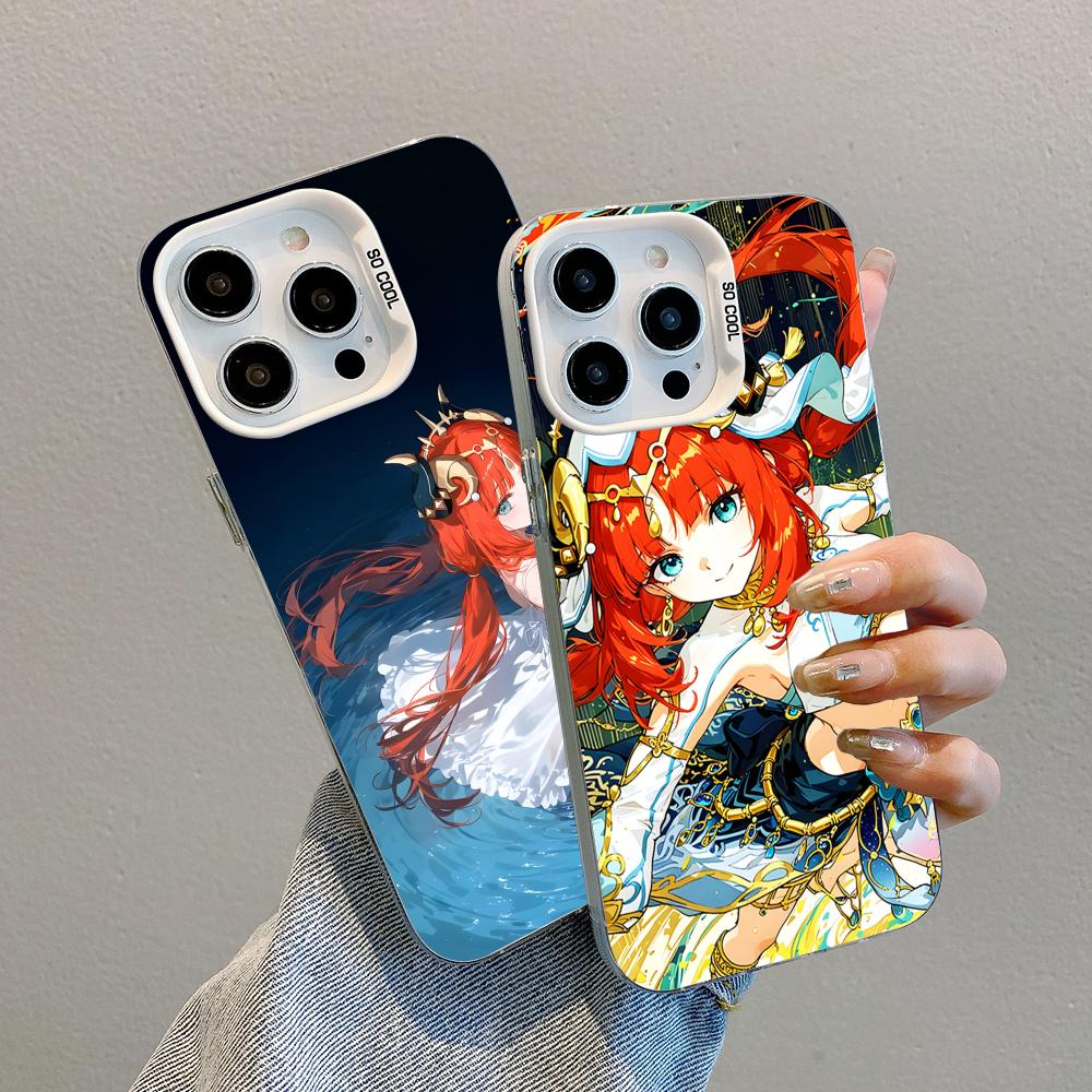 Game GI Nilou White Translucent Mobile Phone Case for iPhone 17 16 15 14 13 12 11 X XR XS 8 7 Air Pro Max Plus Colorful Cover