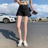 Youthful Comfortable Skinny Fashionable and Versatile Thin Section Denim Shorts Women Summer Side Zipper Straight High Waist A Letter Wide Leg Pants
