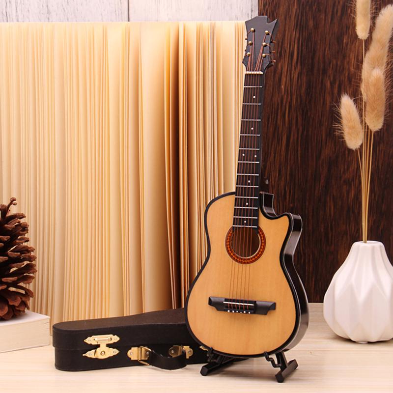 Mini Missing Angle Folk Guitar Miniature Model Wooden Mini Musical Instrument Model Collection with