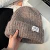 Female autumn and winter rabbit fur hat white warm thickened large head circumference showing face small plush knitted ear protector wool hat