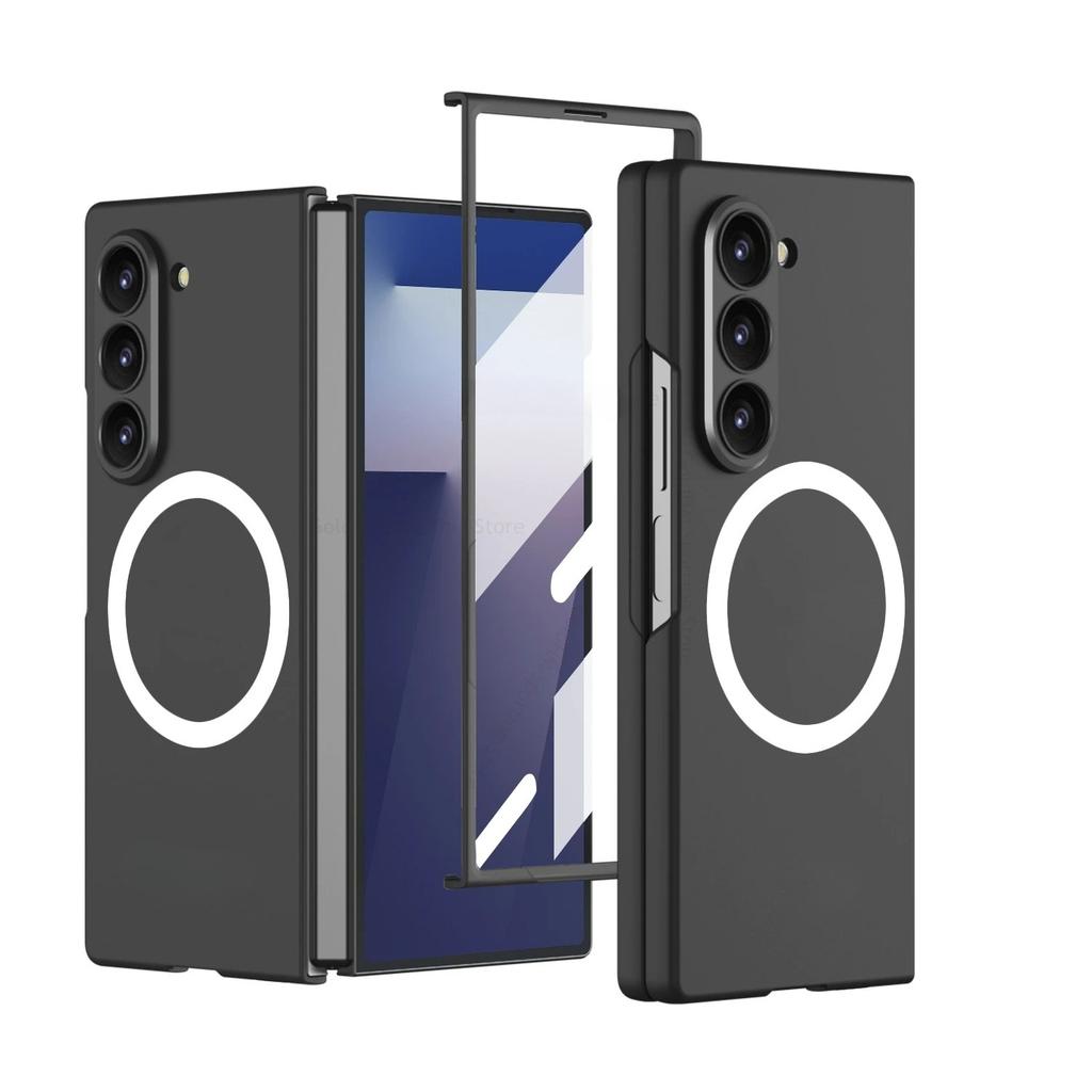 Роскошный магнитный беспроводной зарядный прочный ПК-чехол для Samsung Galaxy Z Fold 7 6 5 Полный комплект Экран передняя HD-пленка Ударопрочная крышка