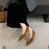 2025 New Pointed Dwarf Cat with Shallow Mouth Metal Buckle Versatile Professional Commuter Work Women's Single Shoes