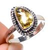 Natural Citrine Gemstone Handmade 925 Sterling Silver Jewelry Ring Size 7.5 F8n33