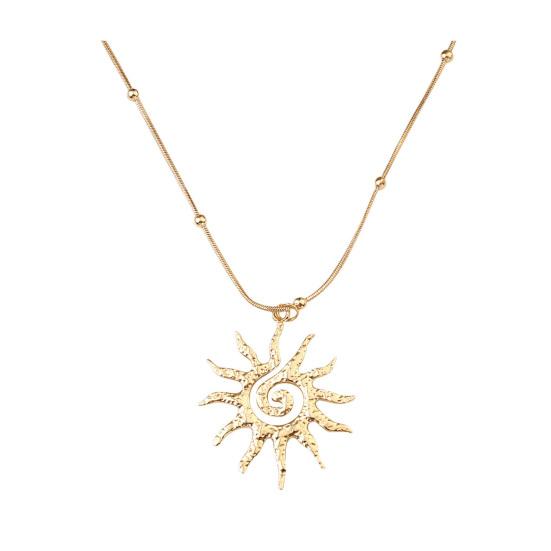 Спиральная подвеска-солнце из титановой стали, винтажное колье, богемное колье с подвеской-солнцем, украшение на выпускной или день рождения для неё