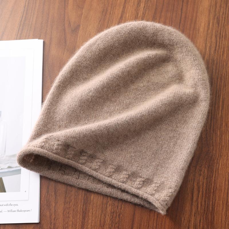 Winter Hat Regardless Of Gender 100% Merino Wool Knitted Women's Soft Warm Bean Hat Outdoor Curly-brimmed Hat