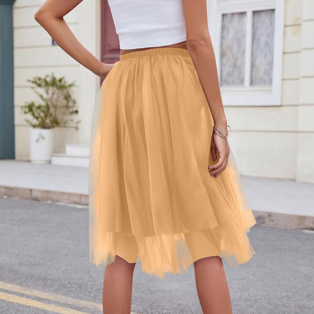 Женская модная однотонная юбка-полусолнце, юбка-фонарик для вечеринки, юбка-фонарик из пятислойной сетки