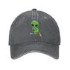 Alien Pooping Rainbow Unisex Vintage Washed Distressed Denim Baseball Cap Adjustable Cotton Baseball Hat for Men Women