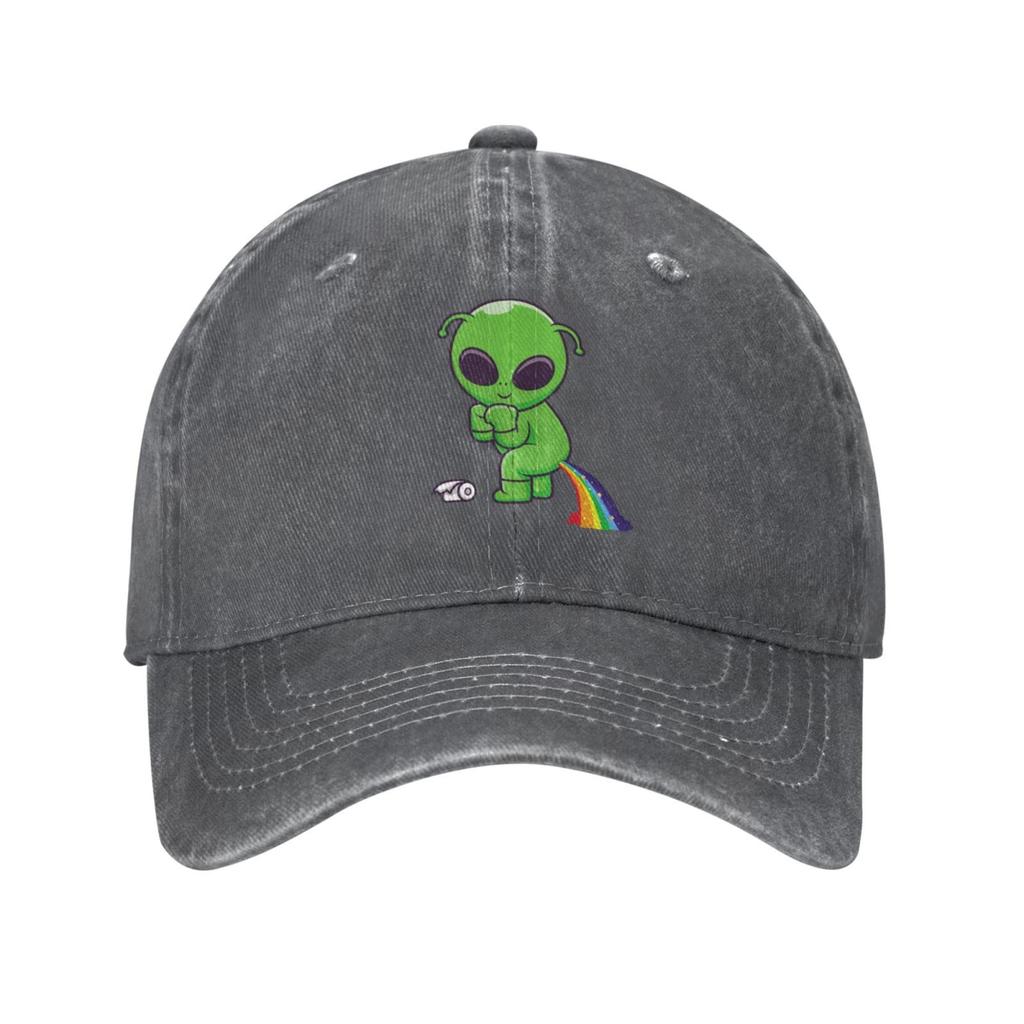 Alien Pooping Rainbow унисекс винтажная потертая джинсовая бейсболка регулируемая хлопковая бейсболка для мужчин и женщин